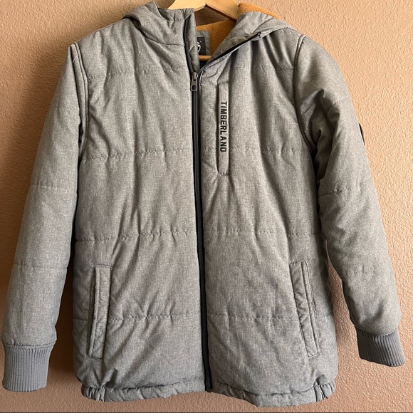 Timberland Boys Gray Puffer Jacket Size 
